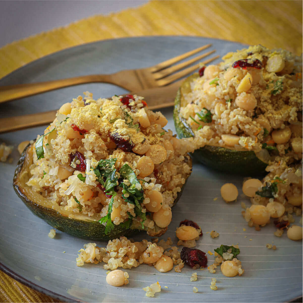 Zapallos rellenos con Quinoa y Garbanzos
