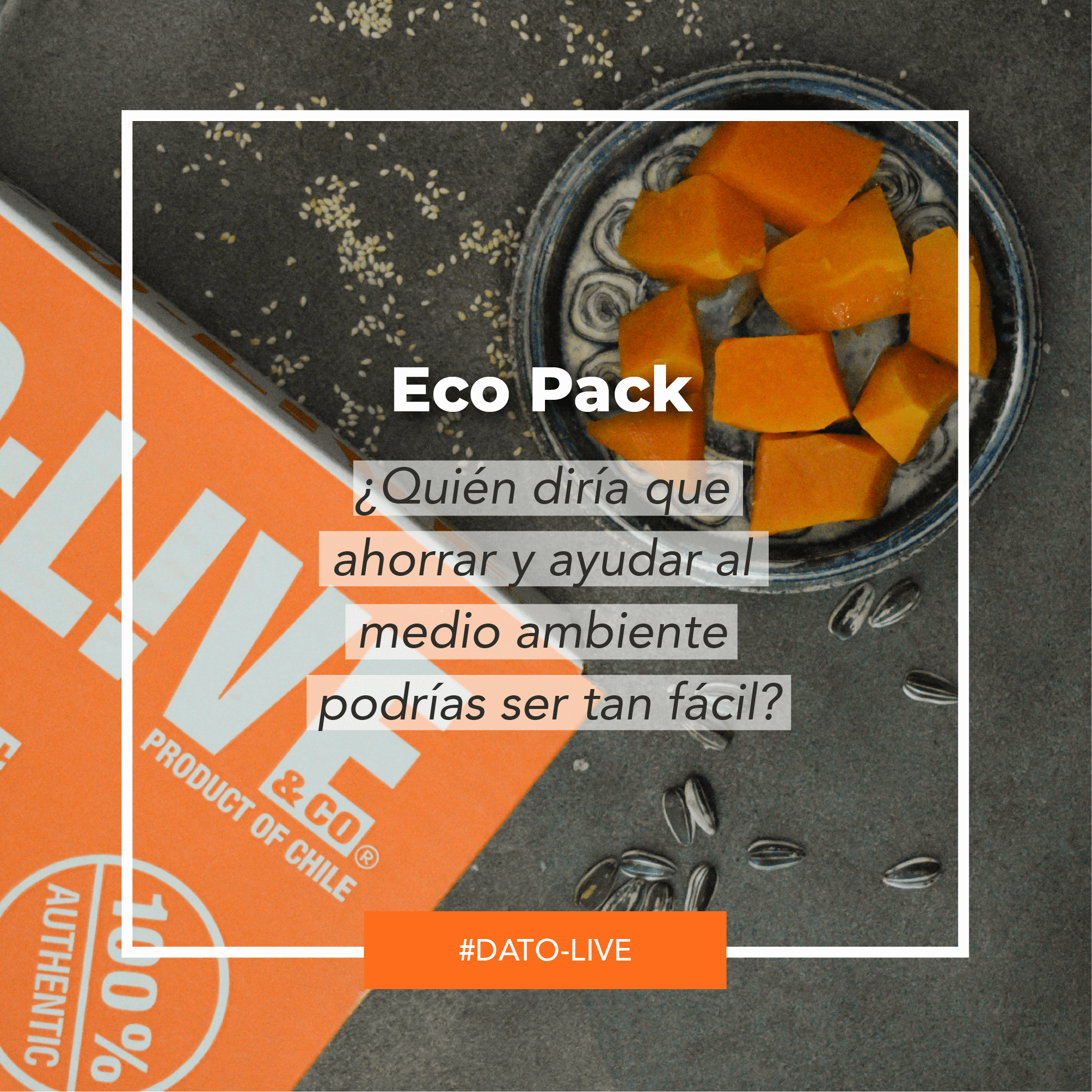 Portada de Dato O-Live que muestra el texto: "¿Porqué elegir nuestro ecopack?"