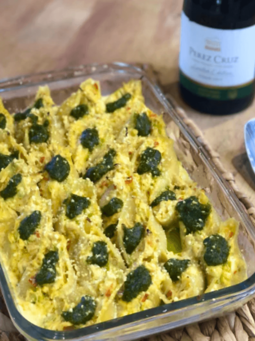 Conchiglie con Ají de Gallina y Pesto de Cilantro