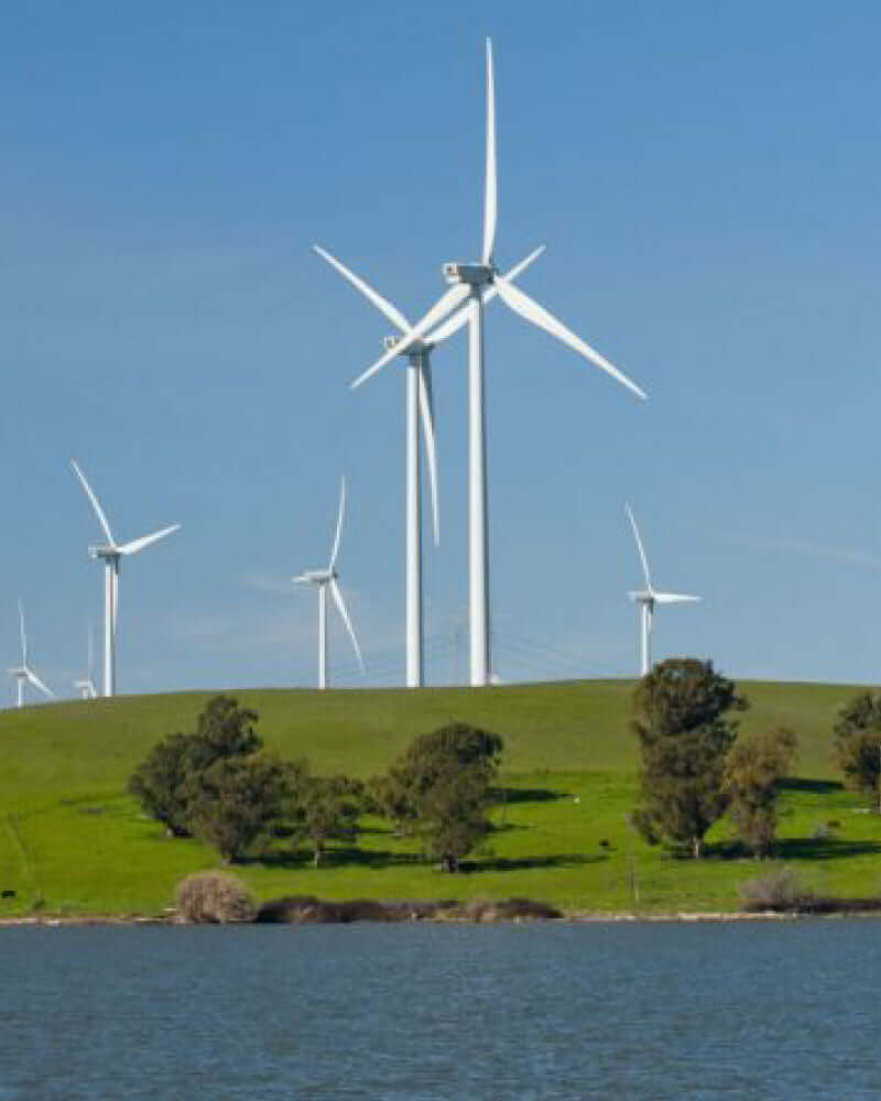 Foto que muestra fuente eolica de energia que se utiliza para la producción de aceite de oliva de O-Live & Co