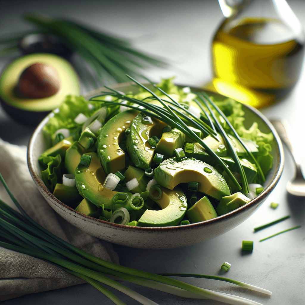 Receta con Cebollín: Ensalada de Palta y Cebollín con Vinagreta de Aceite de Oliva O-Live