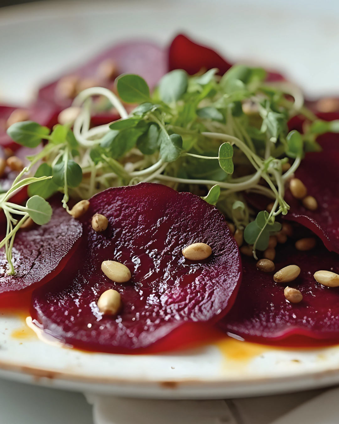 Carpaccio de Betarraga con Vinagreta de Naranja