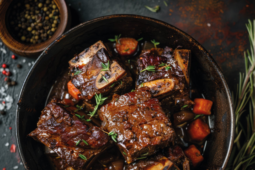 Short Ribs al Vino Tinto y Aceite de Oliva Santiago