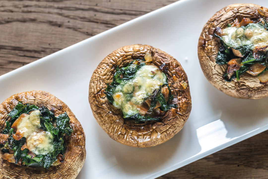 Champiñones Gratinados Rellenos con Espinacas