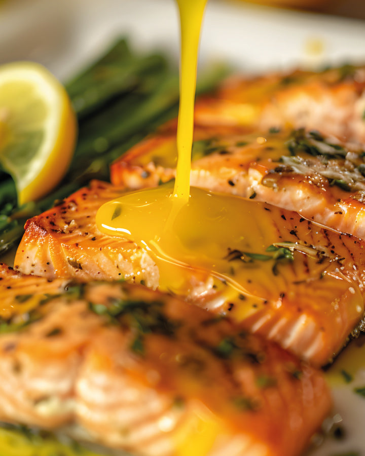 Salmón al Horno con Glaseado de Miel, Mostaza y Aceite de Oliva