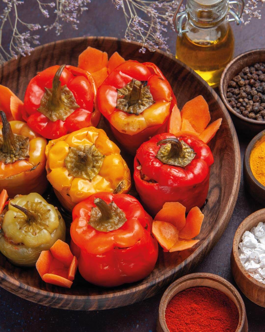 Pimientos al Horno Rellenos con Carne y Queso