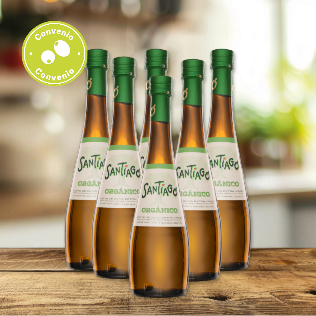 Aceite de Oliva Extra Virgen Orgánico Santiago 500ml x6 Unidades.