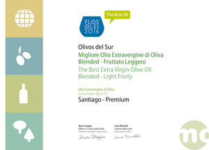 Certificado premios Flos OLEI Santiago