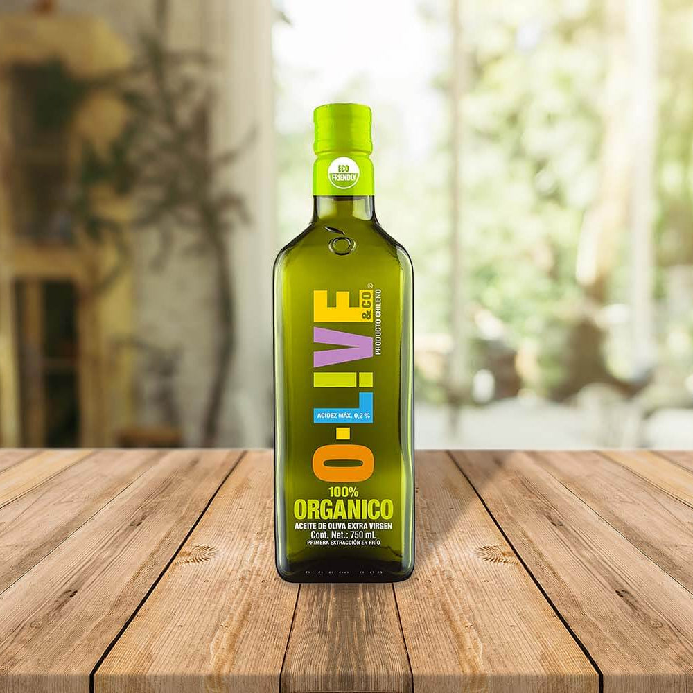 Botella de 750ml de aceite de oliva orgánico O-Live & Co.