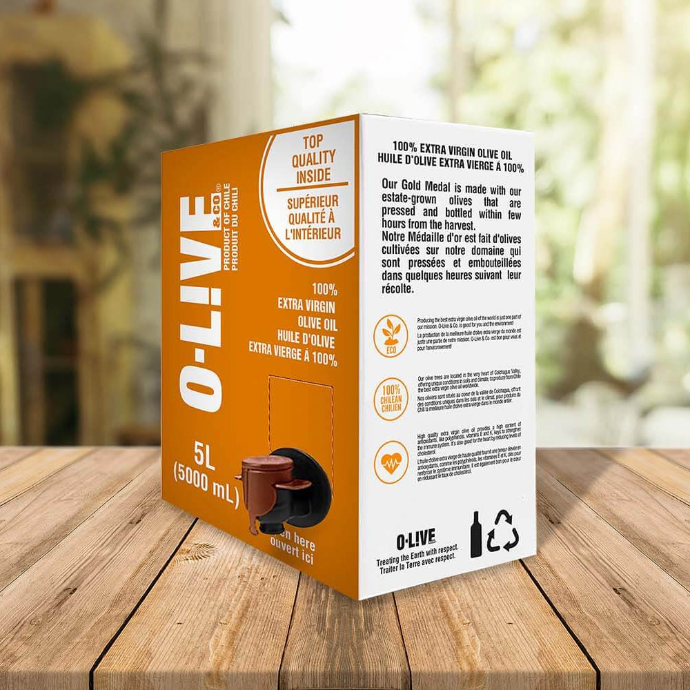 Eco Pack de recarga para aceite de oliva medalla de oro O-Live & Co de 5 lts.